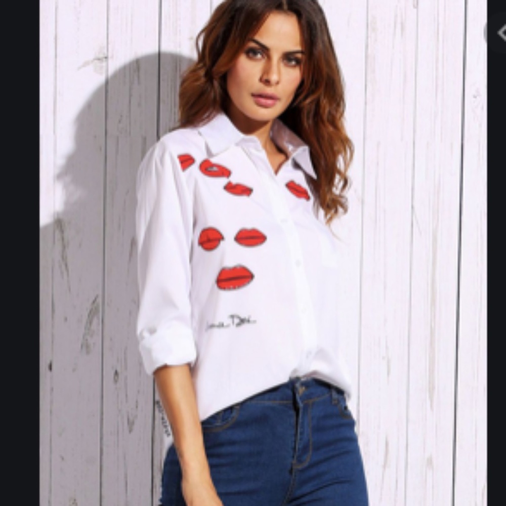 💋💋SHEIN | Kiss me | Printed Blouse